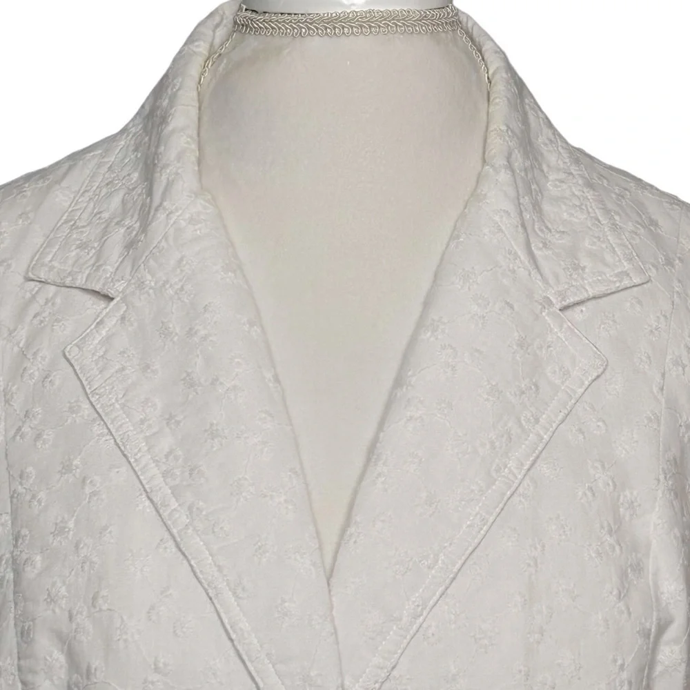 VINTAGE STYLE & CO. Jacket Blazer Ruched details White Floral Size 16 Like new - Picture 5 of 12